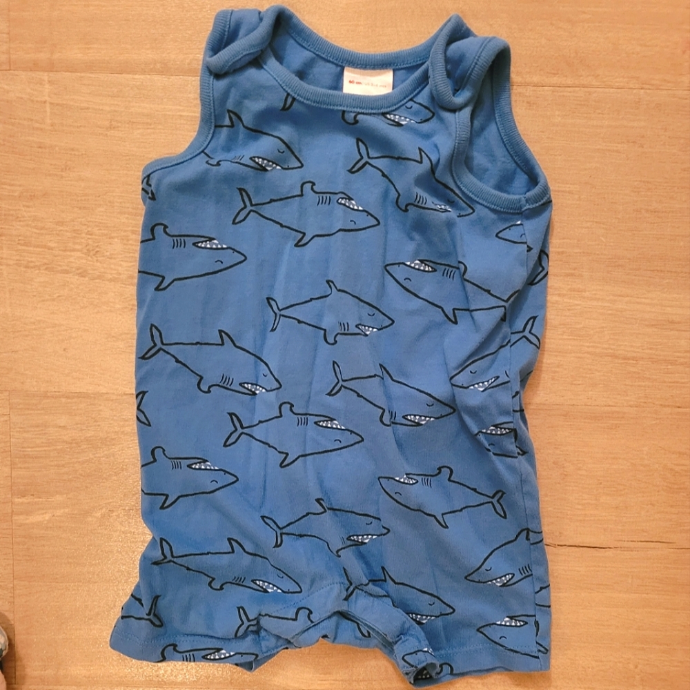 Hanna Andersson Tank Romper Shark print 3-6 months